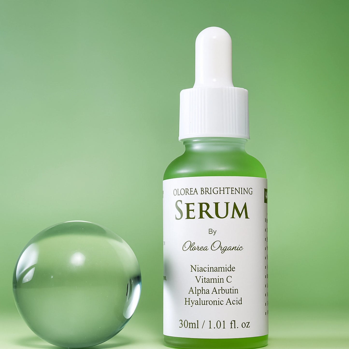 Serum bottle with a dropper on a green background